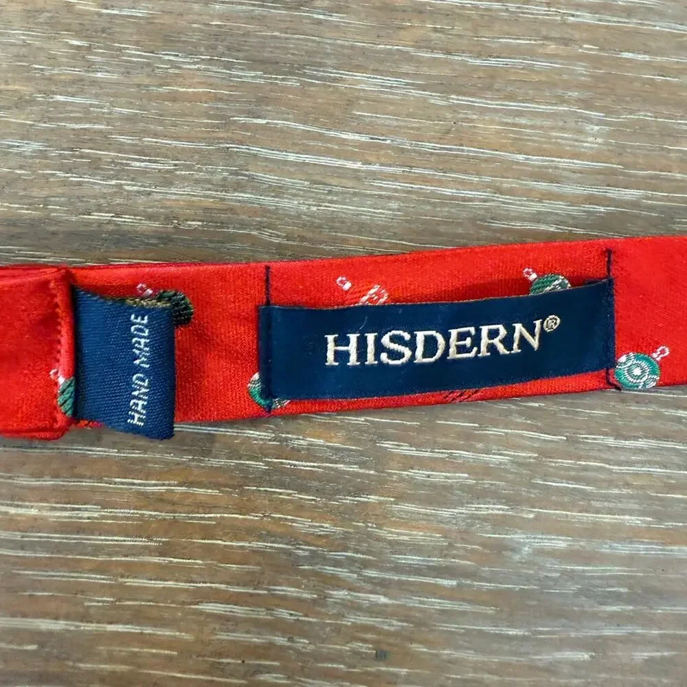 Hisdern Holiday ornament bow tie and pocket square set adjustable up to size 18